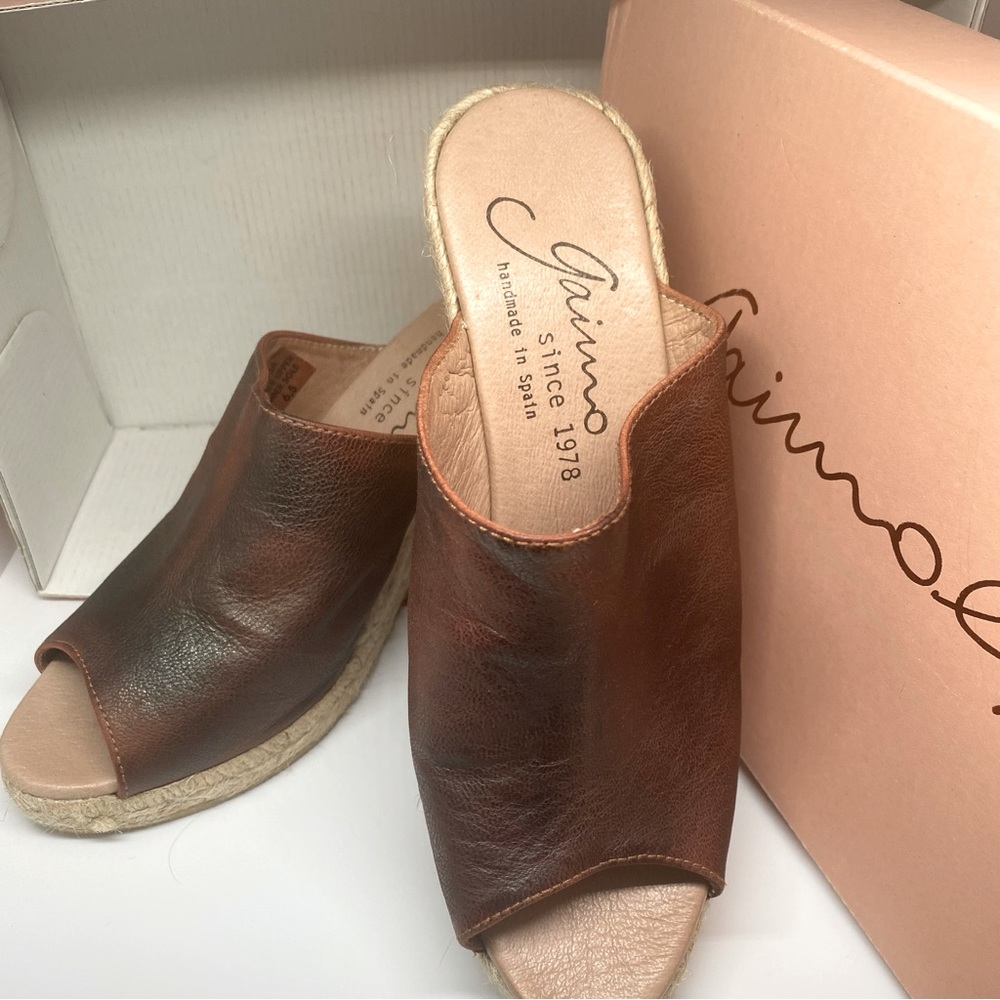 Giamo Leather  Brown wedge